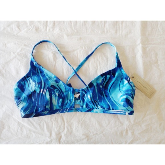 Peyton & Parker Blue Tie Dye Strappy Bikini Swim Top - Picture 3 of 9